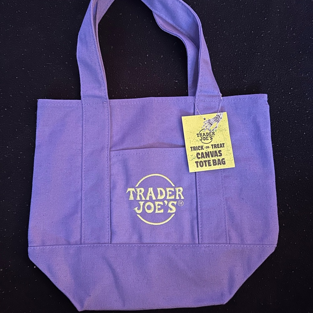 Trader Joe's Mini Purple Canvas Tote Bag NWT